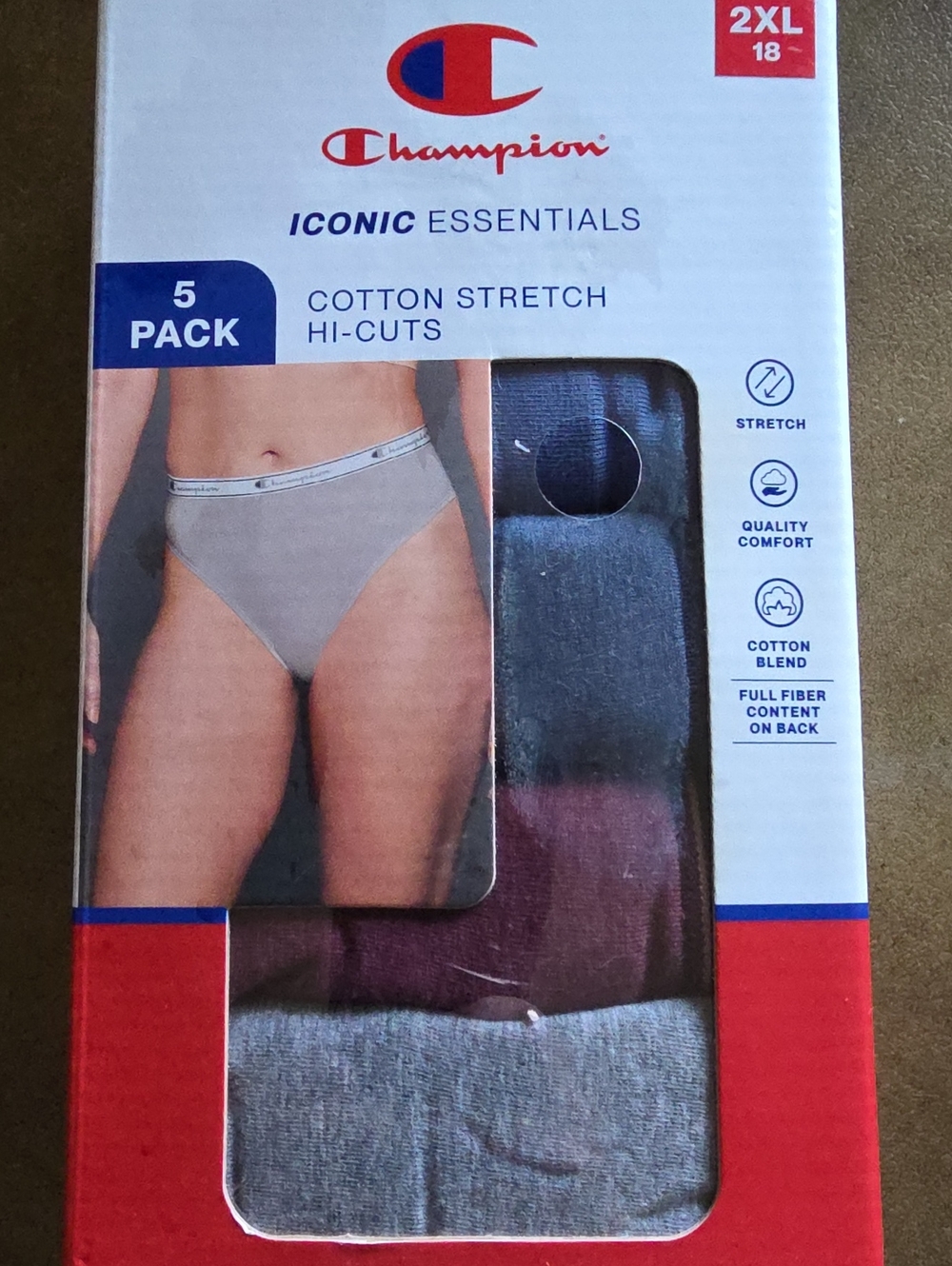 Champion Women's Hi-Cut Briefs 5-Pack - Gray, Burgundy, Navy 2xl